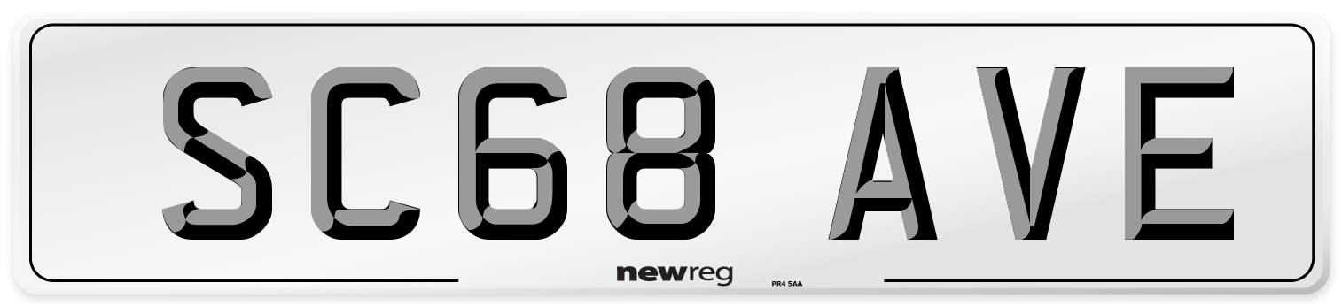 SC68 AVE Number Plate from New Reg